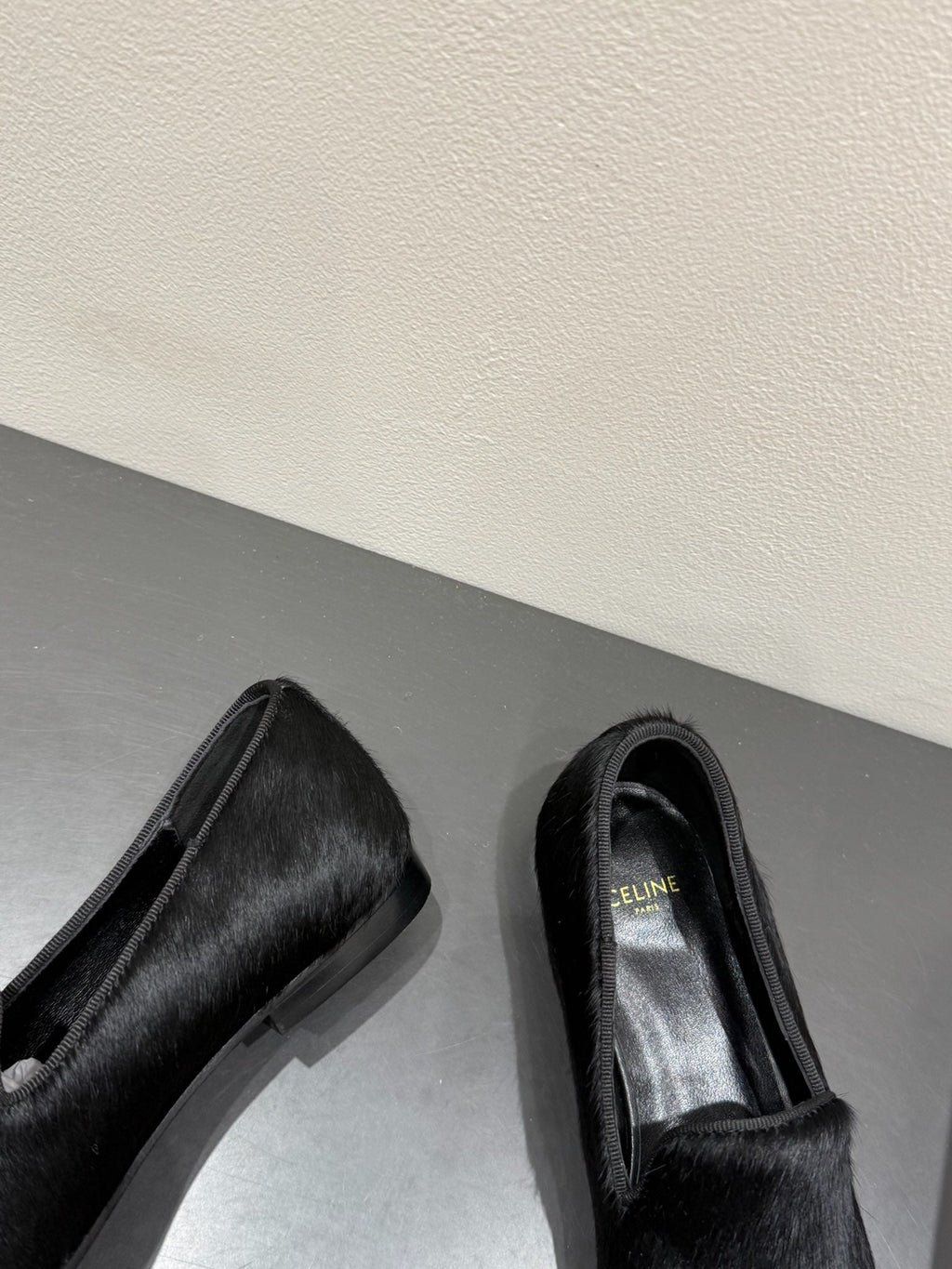 FURRY LOAFERS IN BLACK CALF HAIR