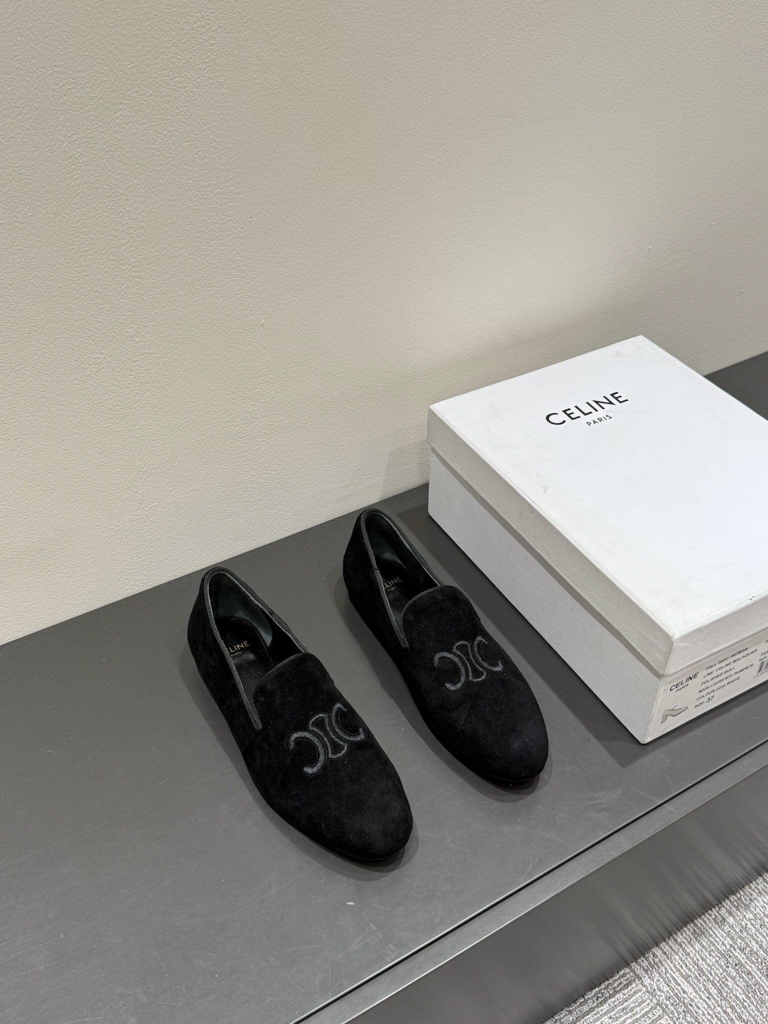 LOAFERS IN BLACK SUEDE EMBROIDERED LOGO