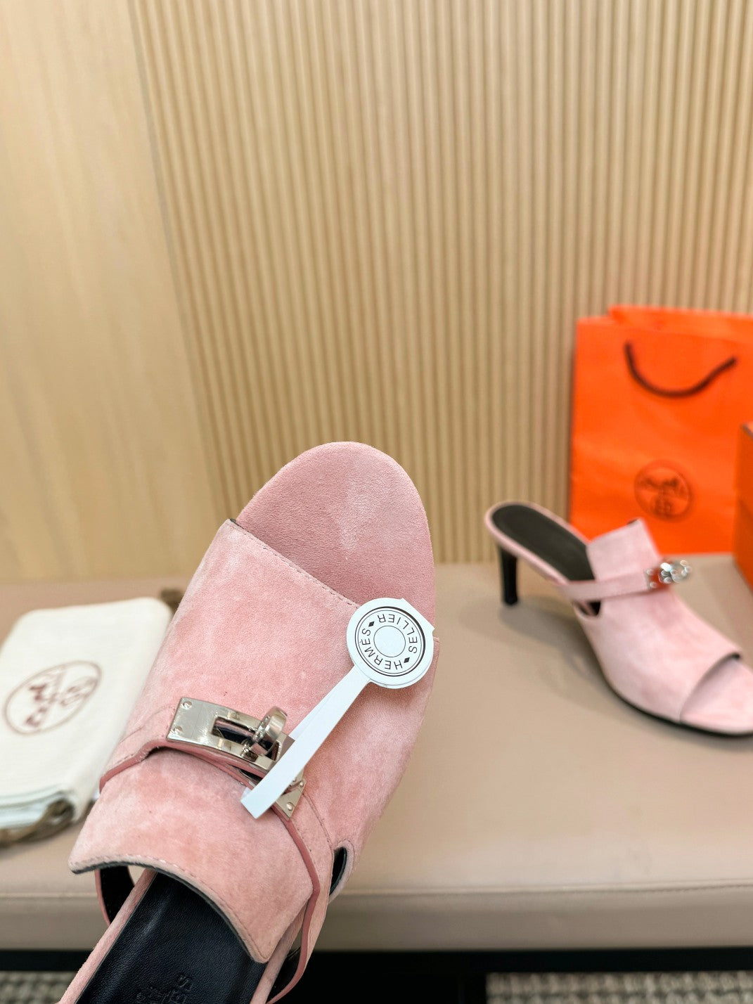 HEDEN MULE 80 LIGHT PINK SUEDE