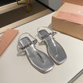 PEARL CHAIN FLIP-FLOPS SILVER LEATHER