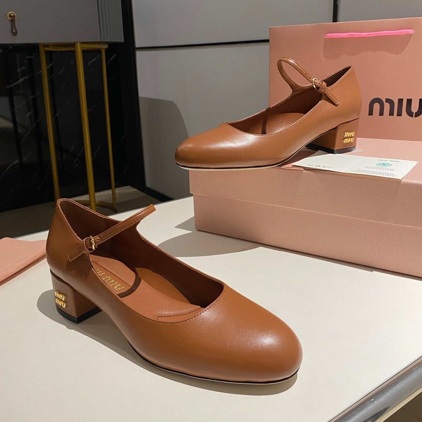 MARY JANE SHOES CLASSIC CARAMEL COLOR SHEEPSKIN