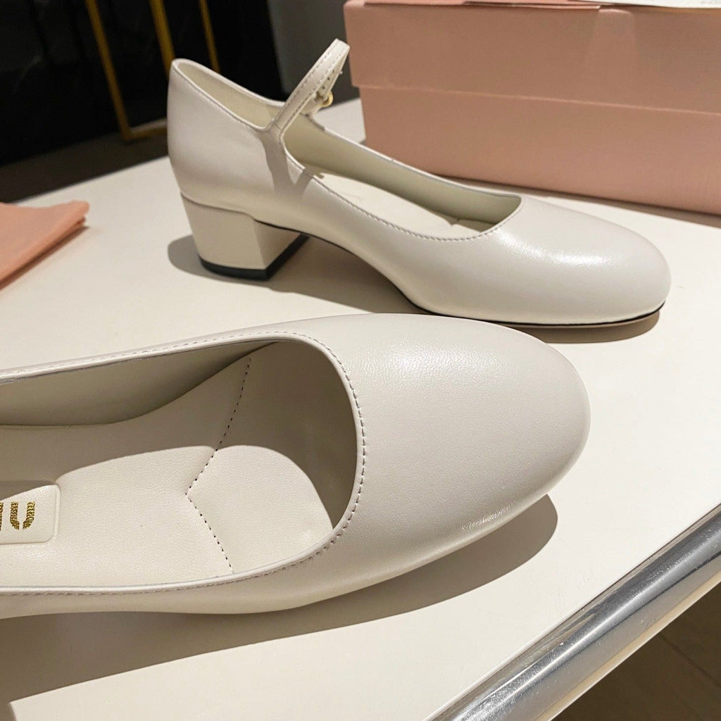 MARY JANE SHOES CLASSIC WHITE SHEEPSKIN