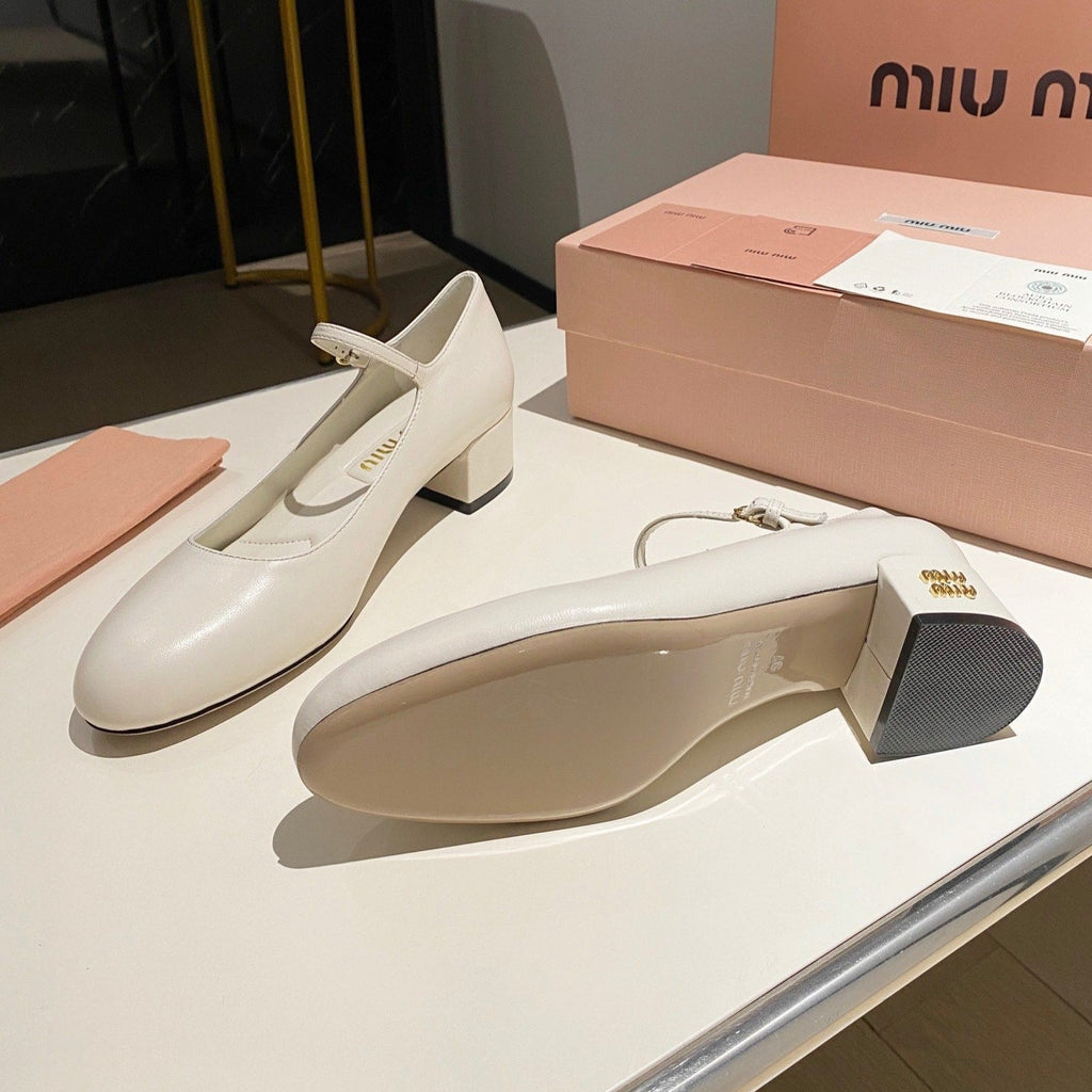 MARY JANE SHOES CLASSIC WHITE SHEEPSKIN