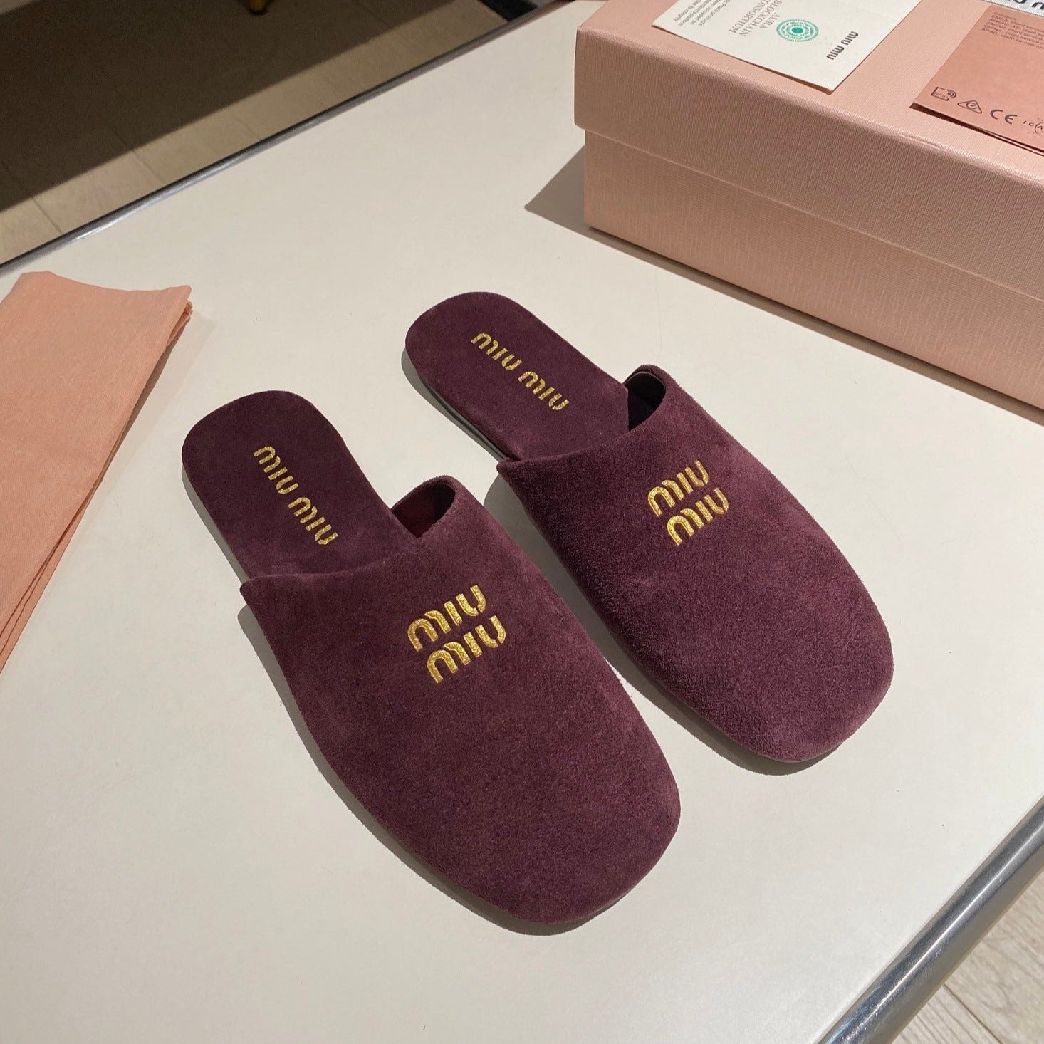MULES SLIPPERS RETRO REBECCA PURPLE SUEDE