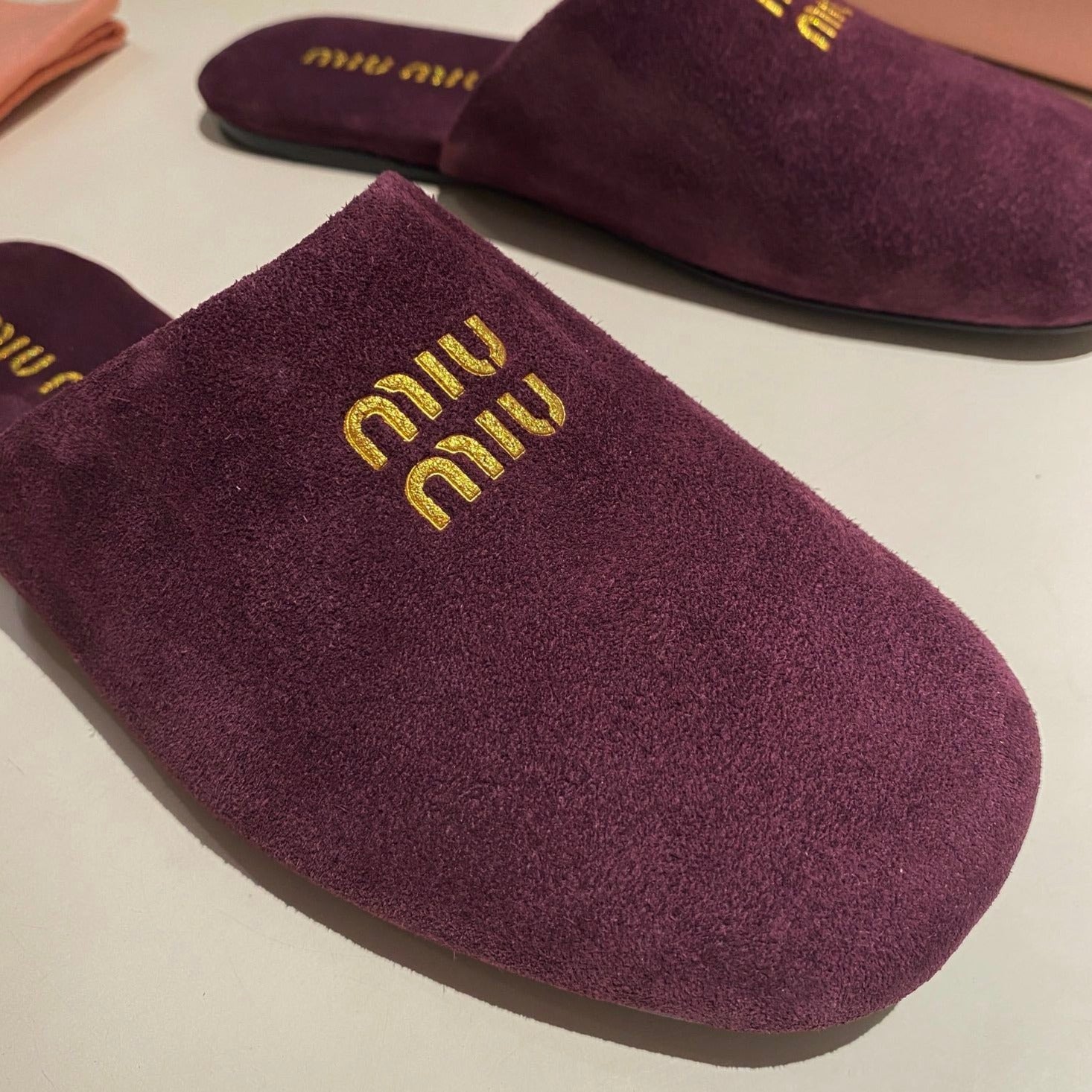 MULES SLIPPERS RETRO REBECCA PURPLE SUEDE