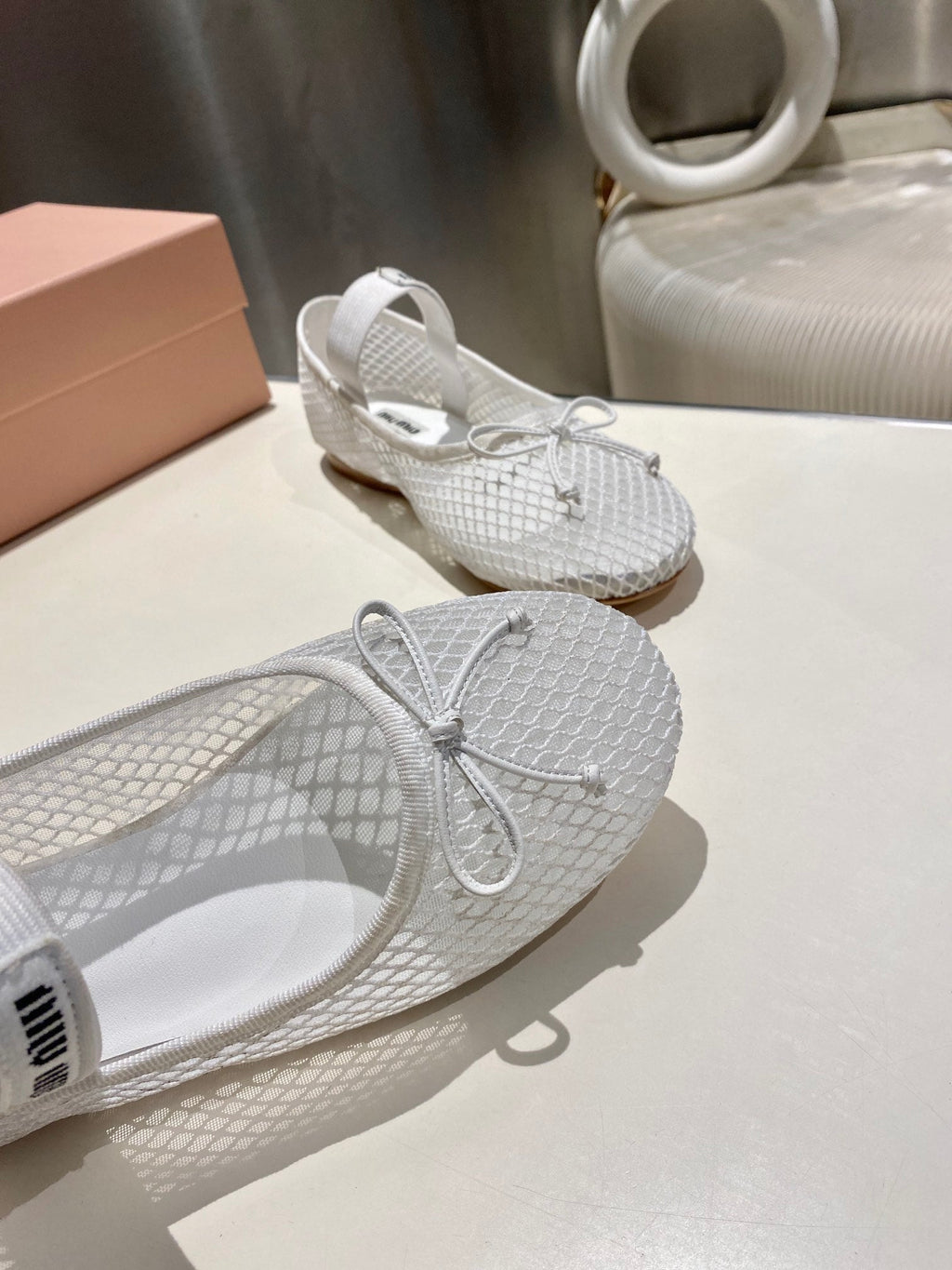 MARY JANE FLAT IN WHITE MESH