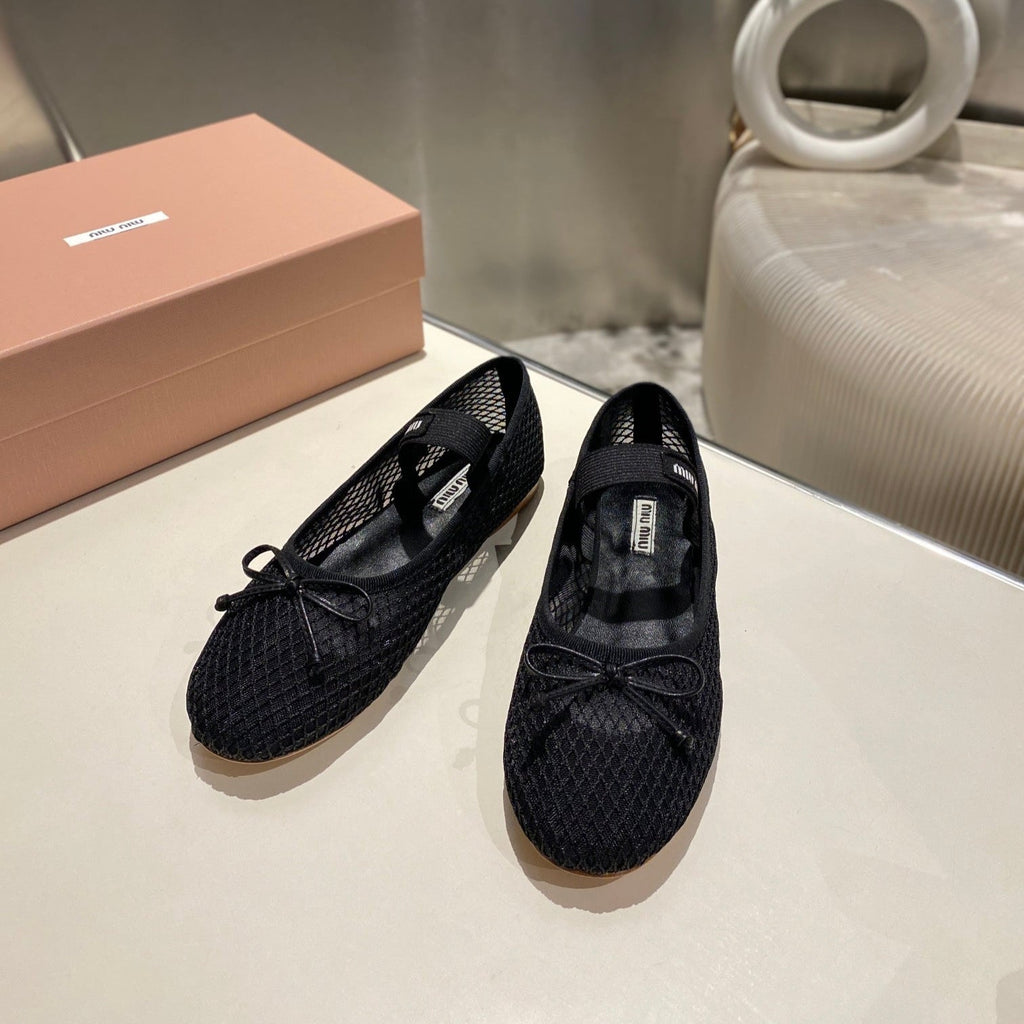 MARY JANE FLAT IN BLACK MESH