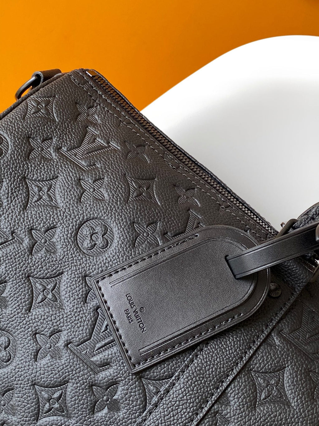 LV 25S KEEPALL BANDOULIÈRE BAG 50 IN BLACK EMBOSSED TAURILLON CALFSKIN MONOGRAM