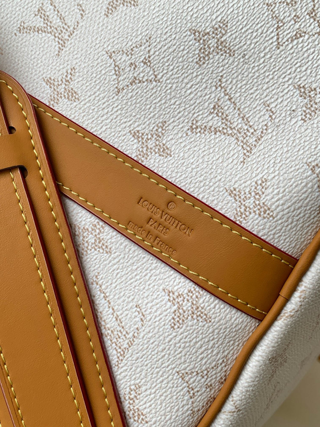 LV 25S KEEPALL BANDOULIÈRE BAG 45 IN WHITE MONOGRAM HERITAGE CALFSKIN