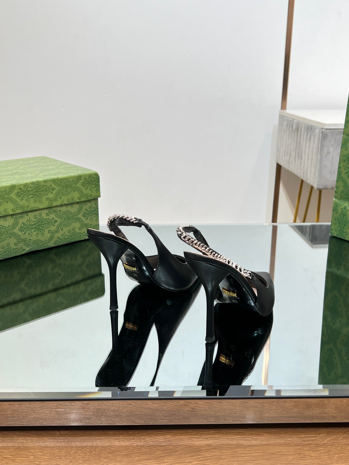 GG SIGNORIA SLINGBACK PUMP BLACK LAMBSKIN