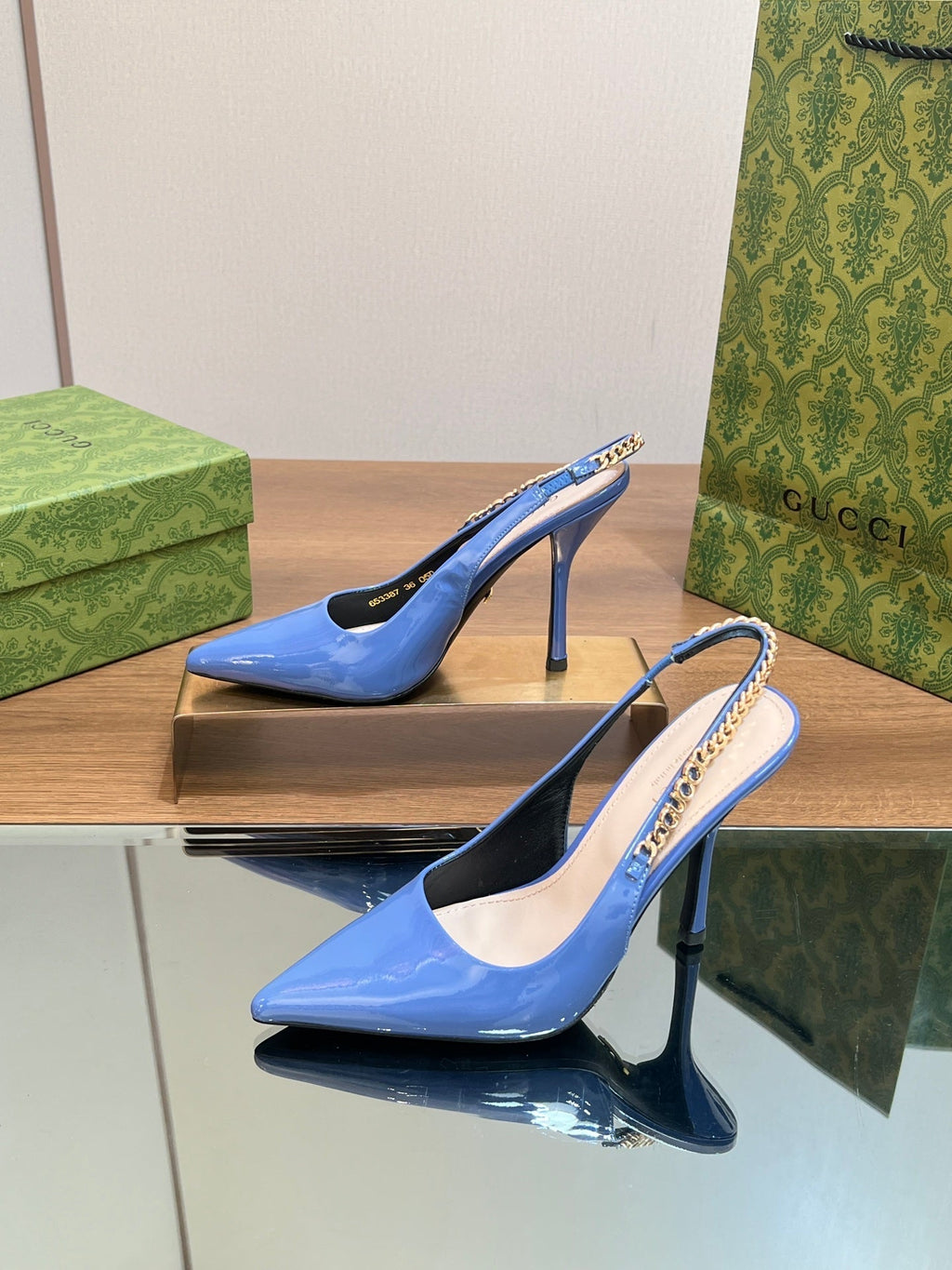 GG SIGNORIA SLINGBACK PUMP SAPPHIRE LAMBSKIN