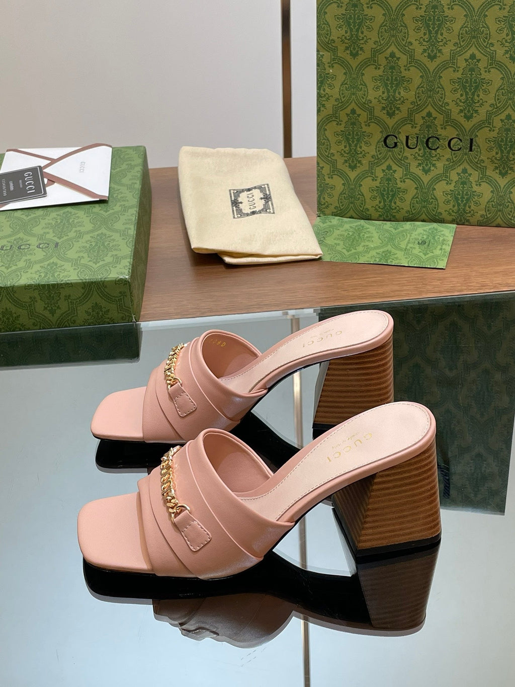 GG SIGNORIA SLIDE SANDAL PASTEL PINK DENIM