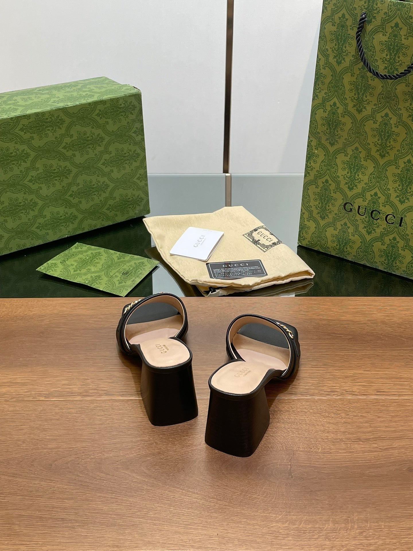 GG SIGNORIA SLIDE SANDAL BLACK DENIM