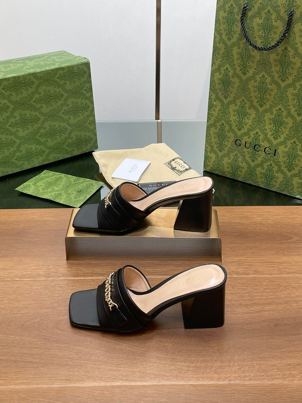 GG SIGNORIA SLIDE SANDAL BLACK DENIM