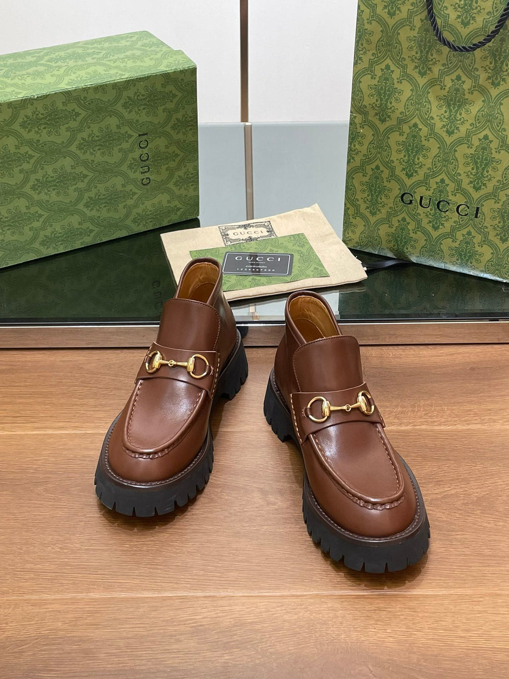 HORSEBIT ANKLE BOOTS 4.5CM IN RUSSET BROWN CALFSKIN