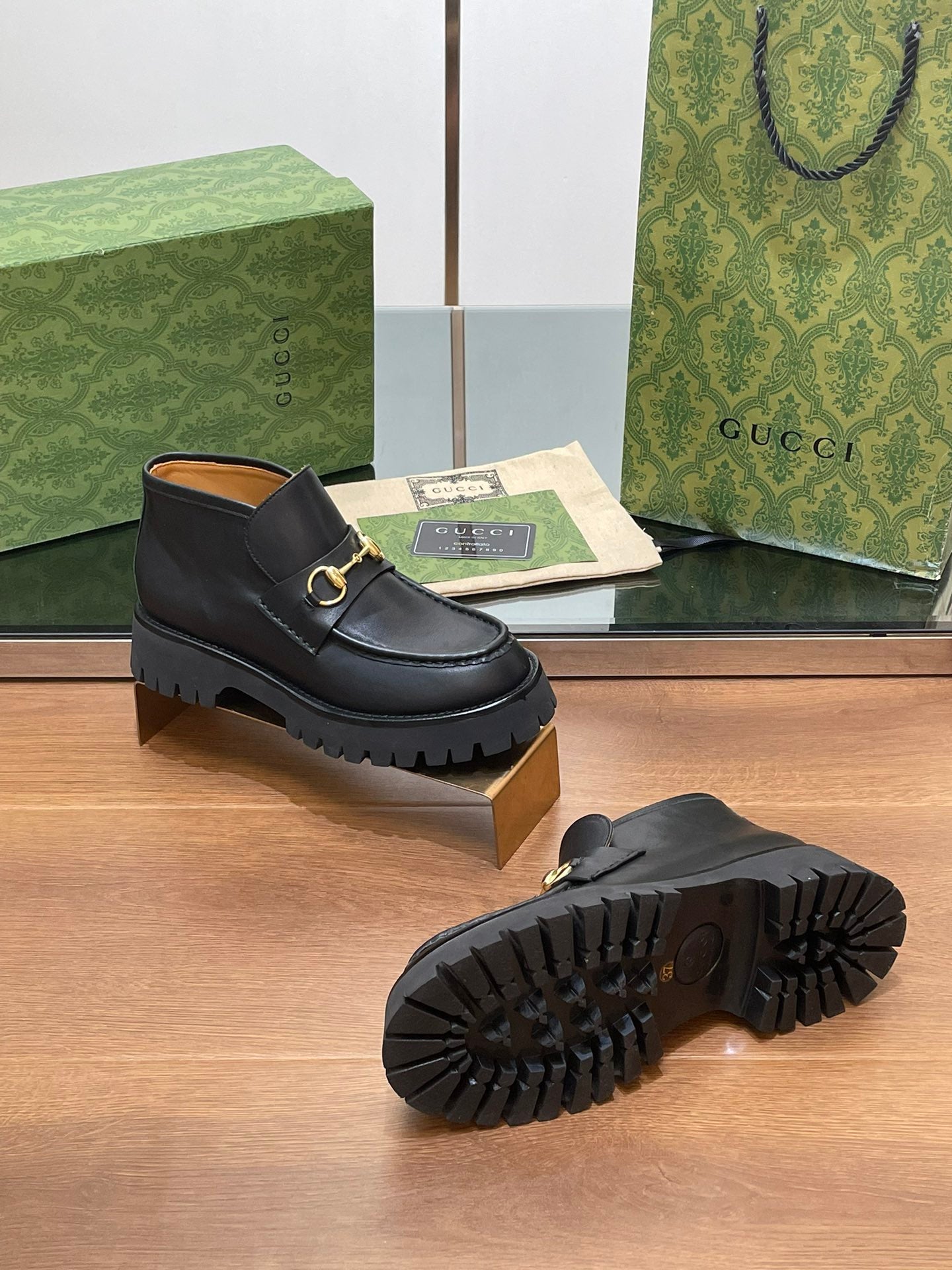 HORSEBIT ANKLE BOOTS 4.5CM IN BLACK CALFSKIN