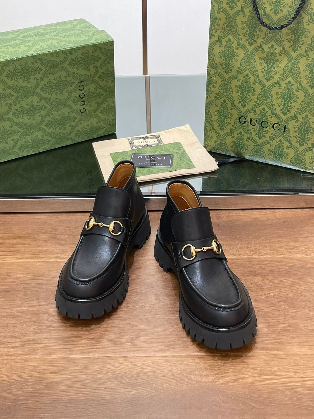 HORSEBIT ANKLE BOOTS 4.5CM IN BLACK CALFSKIN