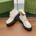 GG WOMEN'S HORSEBIT ANKLE BOOTS 4.5CM IN WHITE SUEDE