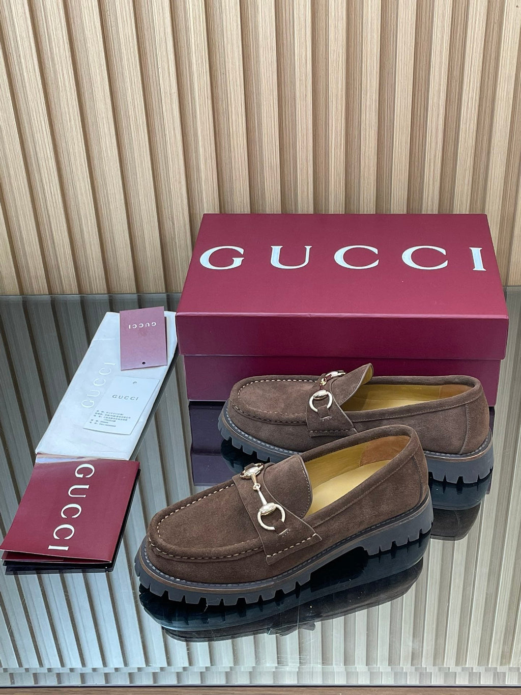 GG WOMEN'S HORSEBIT LOAFERS IN DARK BROWN SUEDE