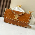 CHANEL 25S FLAP BAG 34 IN BROWN CALFSKIN WITH GOLD HARDWARE
