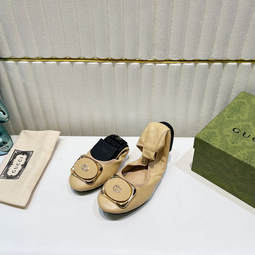 GG BALLET SUPER SLIM BEIGE LAMBSKIN