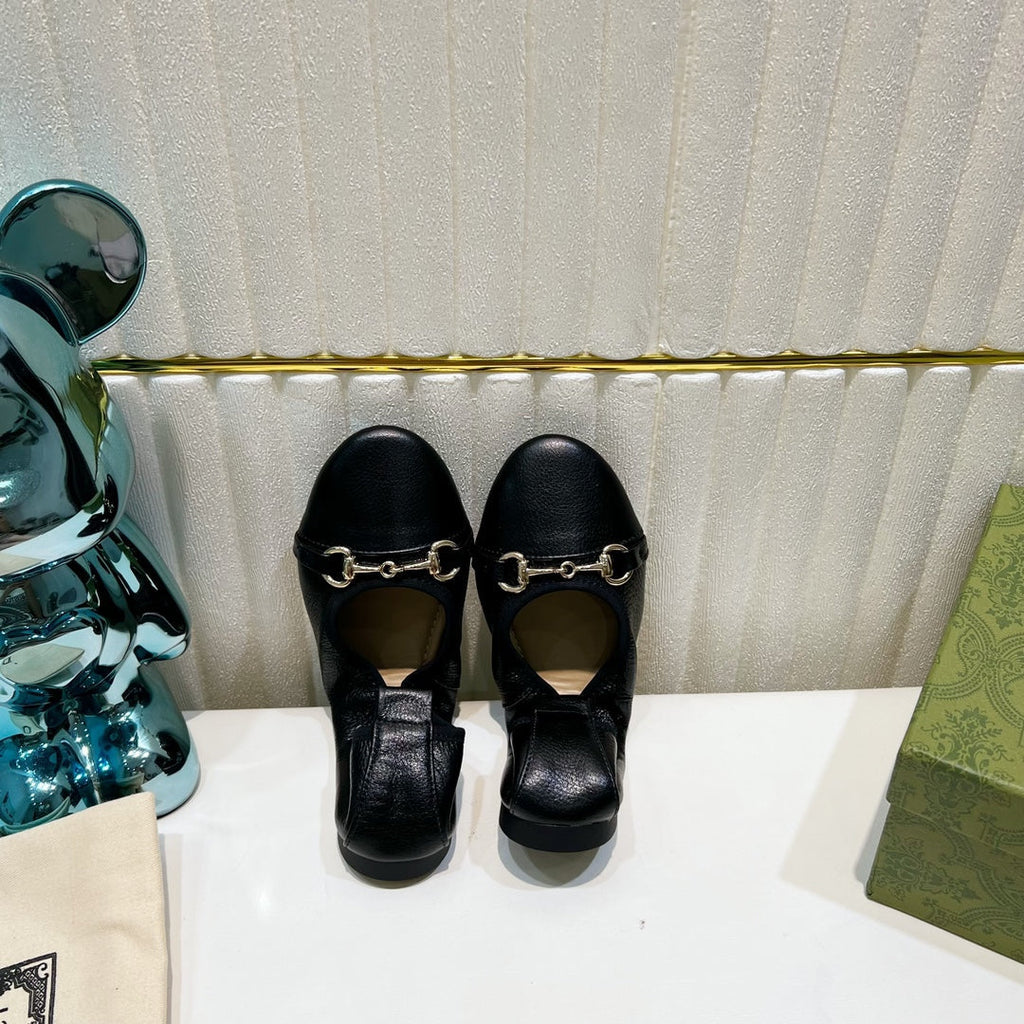 GG BALLET SUPER SLIM BUCKLE BLACK LAMBSKIN