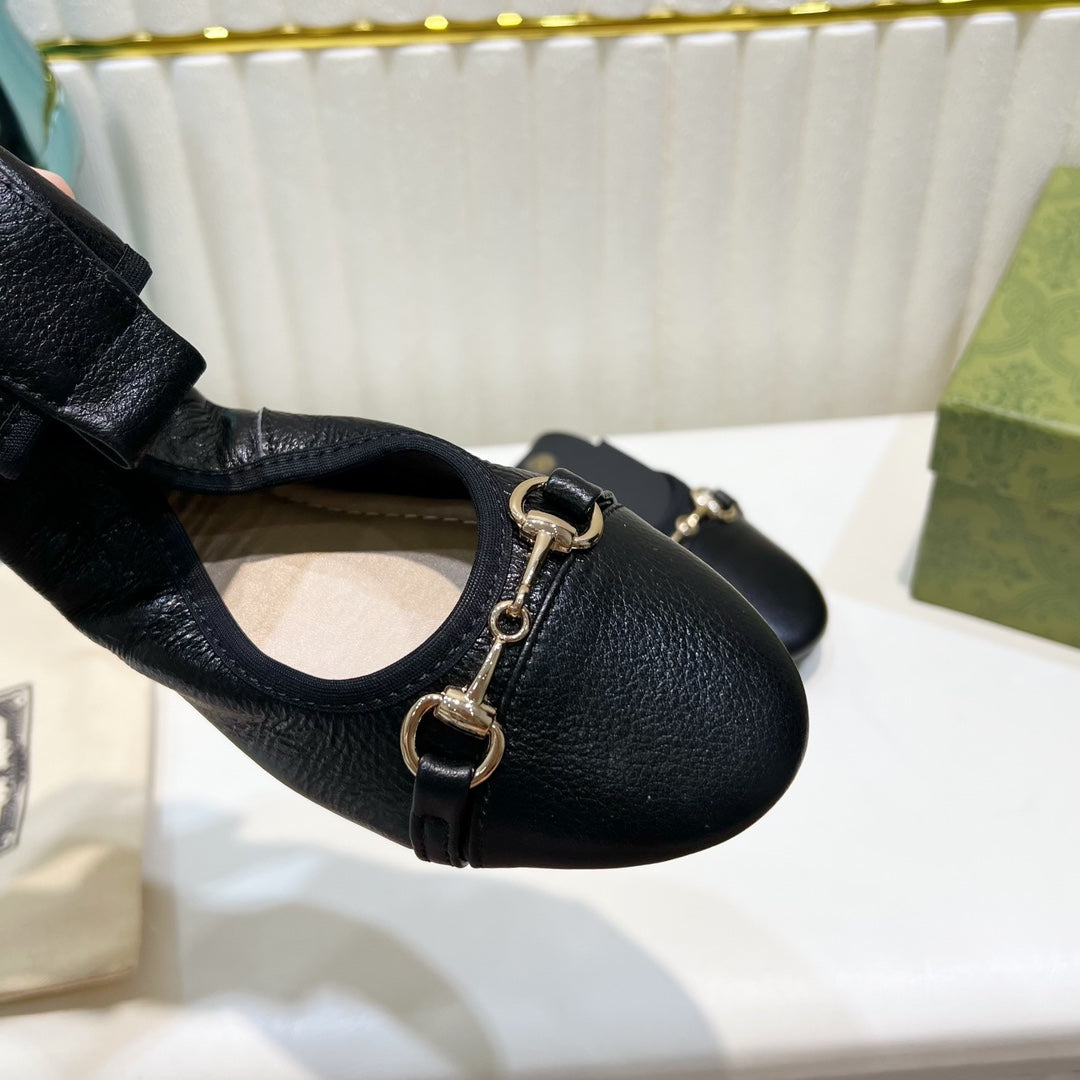 GG BALLET SUPER SLIM BUCKLE BLACK LAMBSKIN