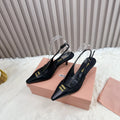 POINTED-TOE SLINGBACK IN BLACK LAMBSKIN