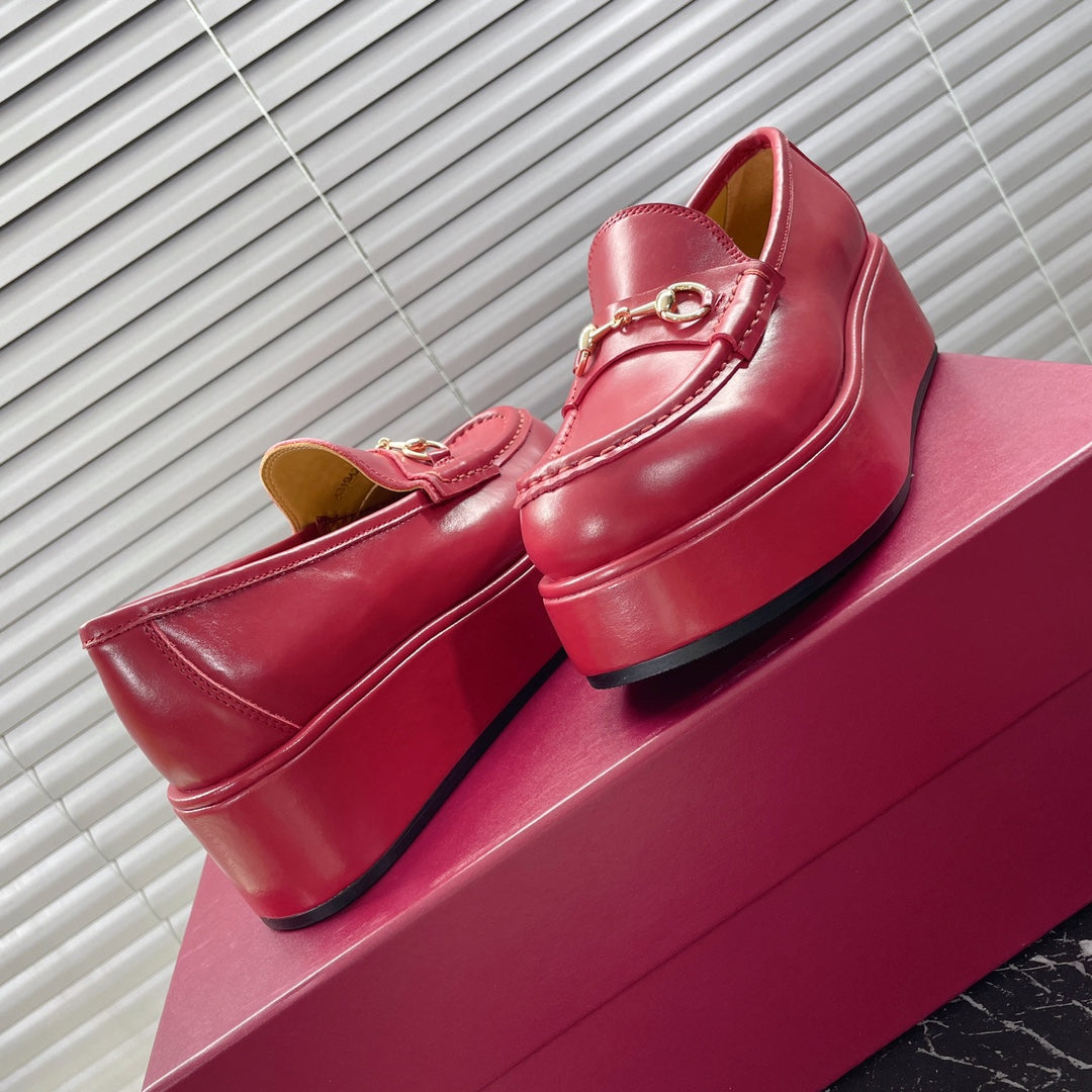HORSEBIT PLATFORM LOAFER IN CRIMSON RED CALFSKIN