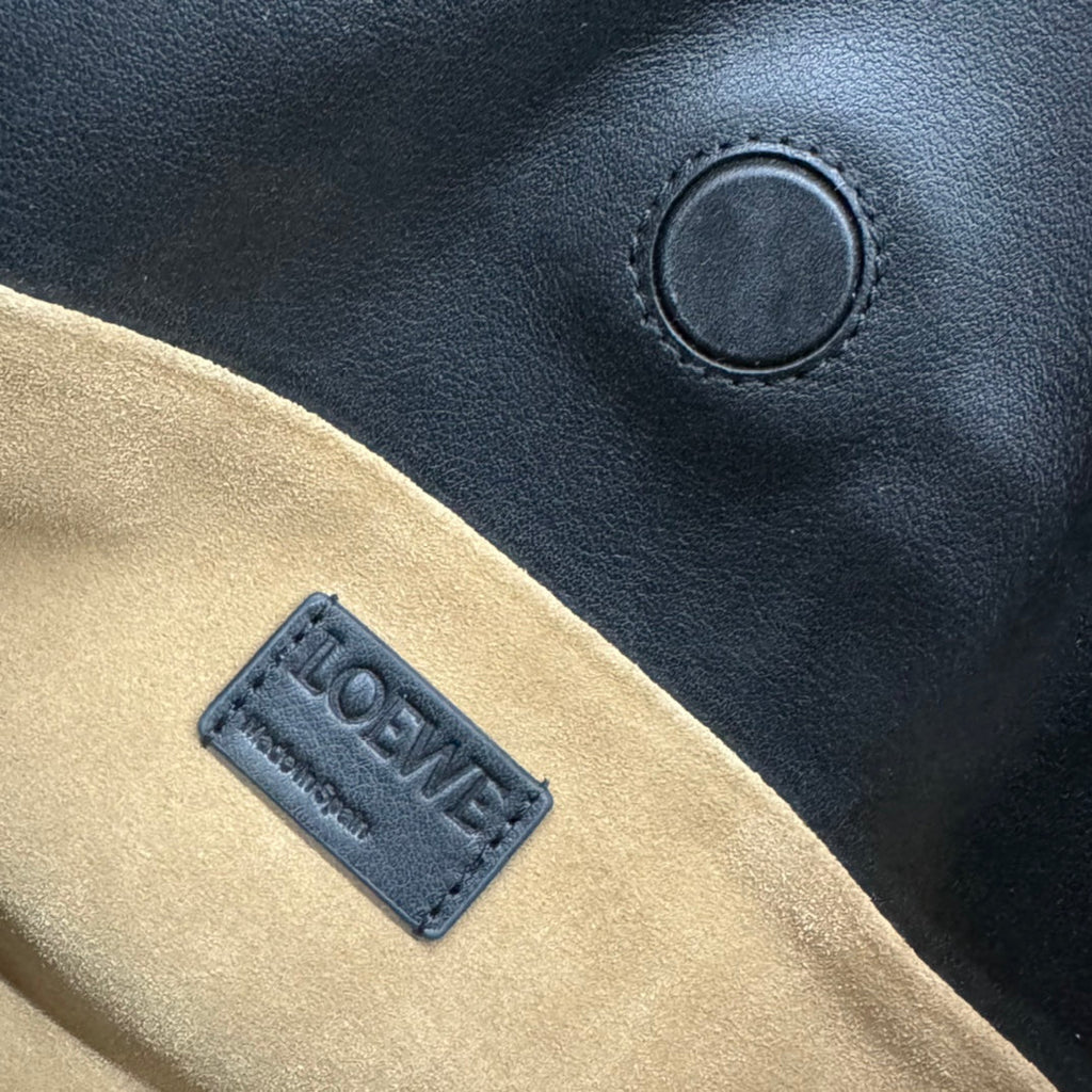 LOEWE 25S LARGE FLAMENCO CLUTCH BAG 30 IN BLACK CALFSKIN