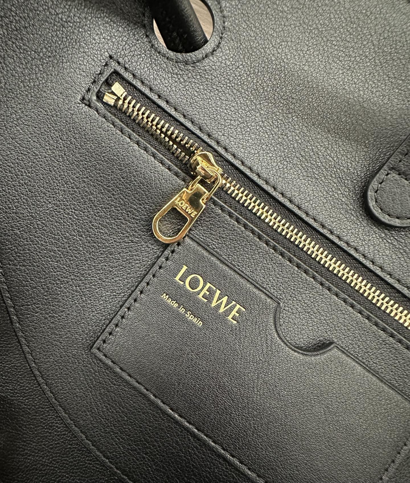 LOEWE 25S MADRID BAG 28 IN BLACK CALFSKIN GOLD HARDWARE