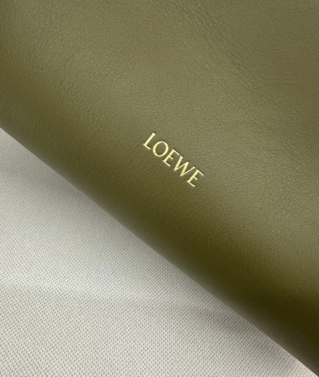 LOEWE 25S MADRID BAG 28 IN OLIVE GREEN CALFSKIN GOLD HARDWARE