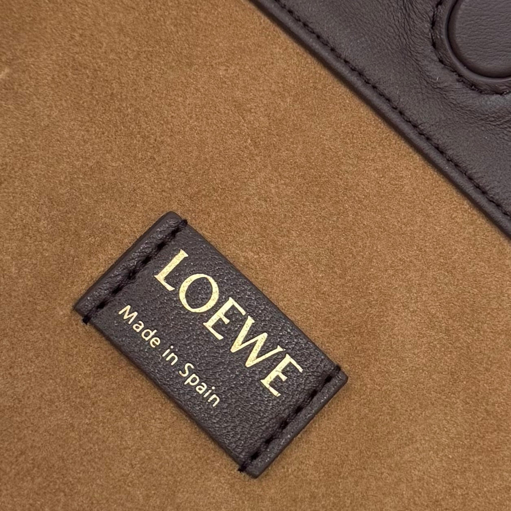 LOEWE 25S FLAMENCO PURSE 30 IN BROWN NAPPA LEATHER GOLD HARDWARE