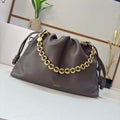 LOEWE 25S FLAMENCO PURSE 41 IN DARK BROWN NAPPA LEATHER GOLD HARDWARE