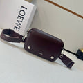 LOEWE 25S PEBBLE BAG 20 IN DARK ROSEWOOD CALFSKIN SILVER HARDWARE