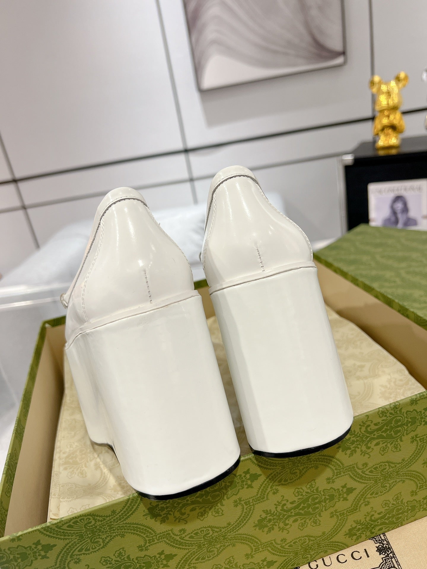 GG HORSEBIT PLATFORM LOAFER WHITE CALFSKIN