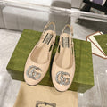 GG CRYSTALS SLINGBACK BALLET CREAM CALFSKIN