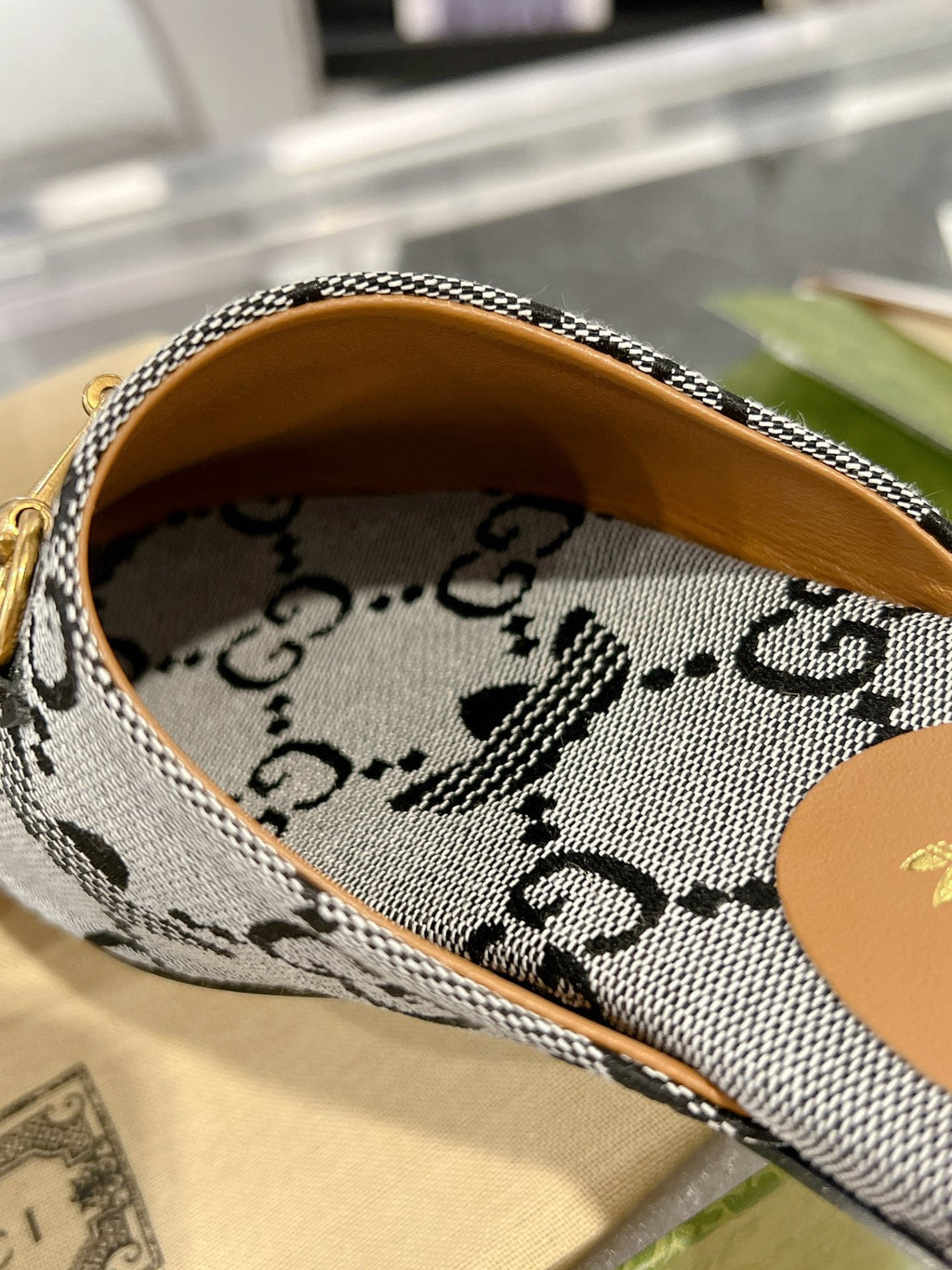 GG & ADIDAS MULE HORSEBIT BUCKLE LIGHT GRAY CANVAS