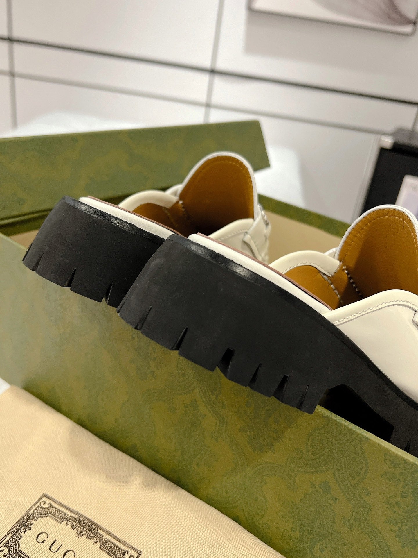 GG MULE WITH HORSEBIT WHITE CALFSKIN