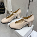 HIGH MARY JANE SHOES IN TAN BEIGE PATENT CALFSKIN