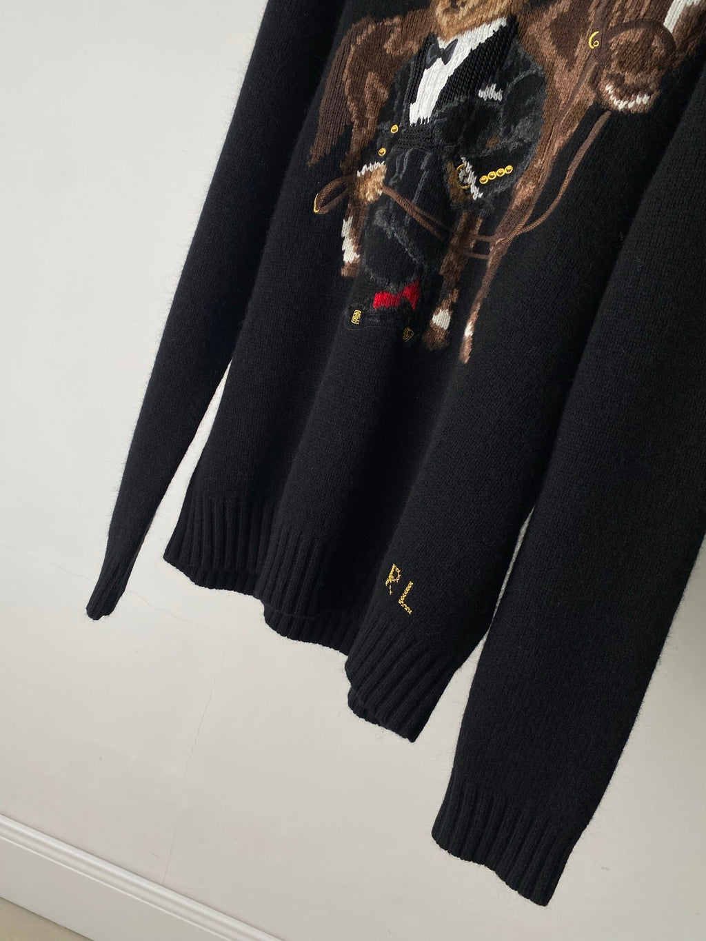 RALPH LAUREN 25S CREW NECK KNIT SWEATER WITH BEAR EMBROIDERY 203