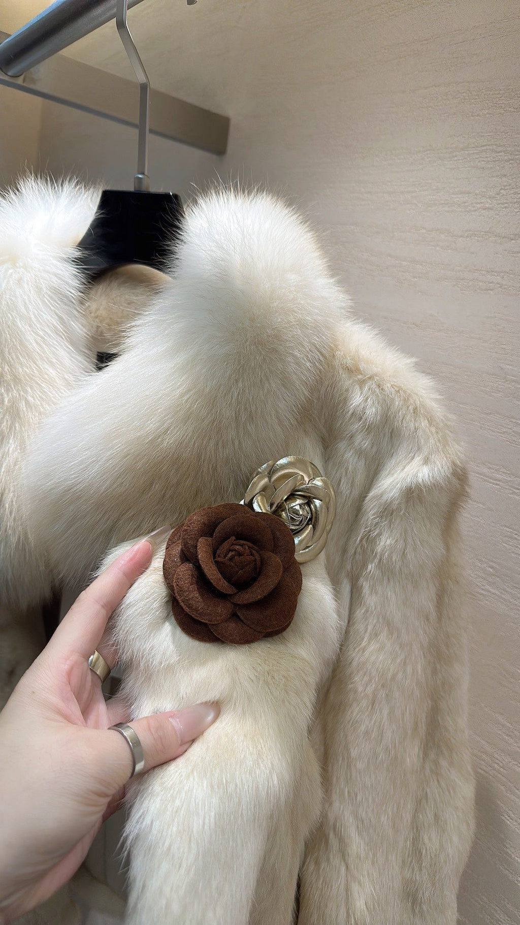 CHANEL 25S SNOW RABBIT FUR COAT 497