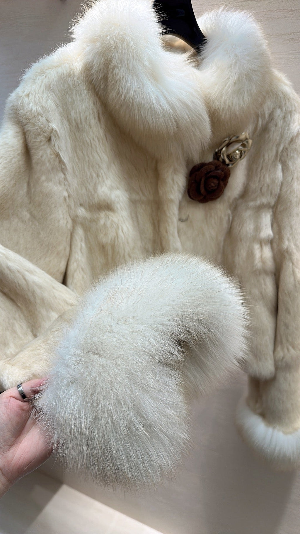CHANEL 25S SNOW RABBIT FUR COAT 497