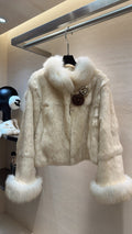 CHANEL 25S SNOW RABBIT FUR COAT 497