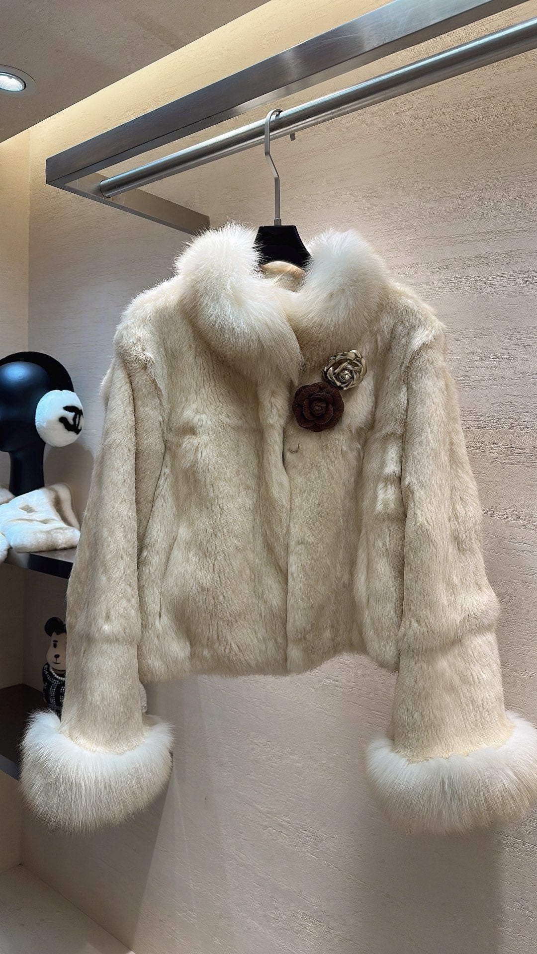 CHANEL 25S SNOW RABBIT FUR COAT 497