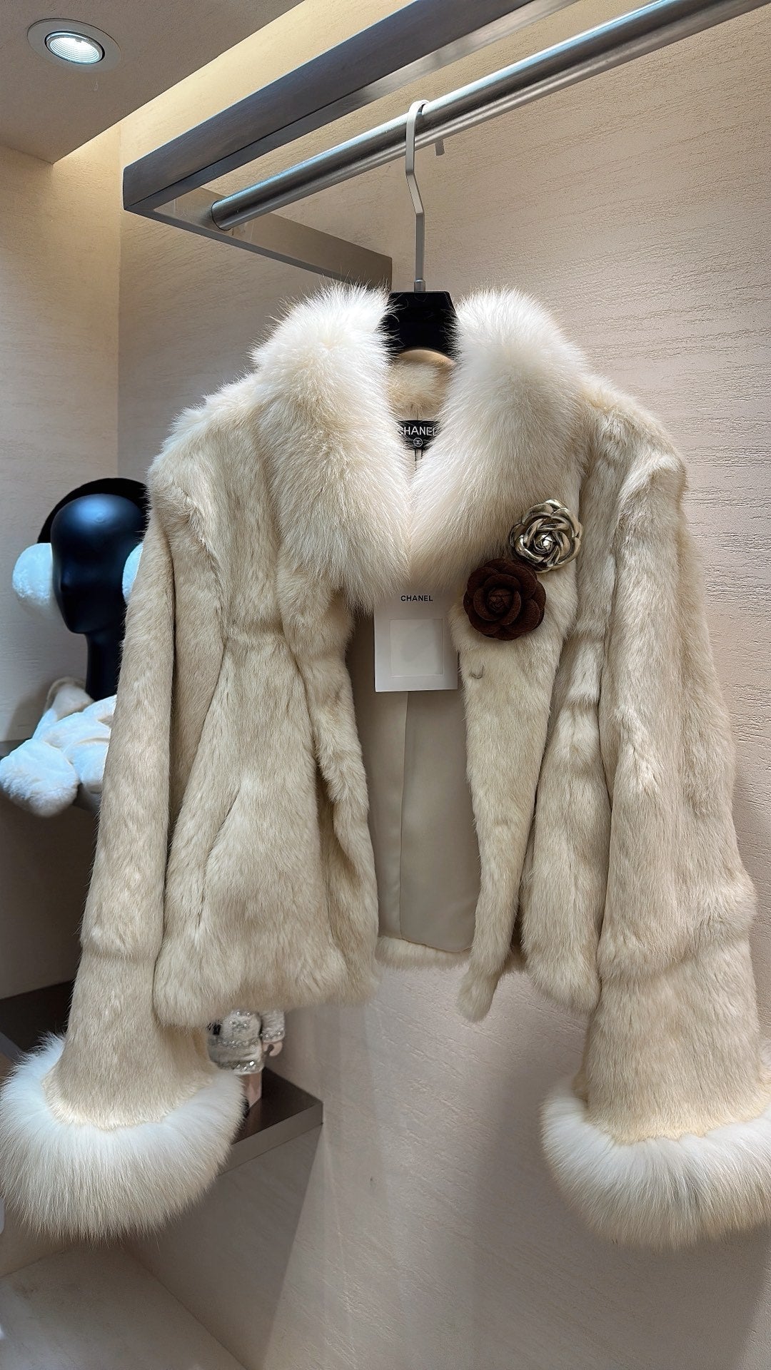 CHANEL 25S SNOW RABBIT FUR COAT 497