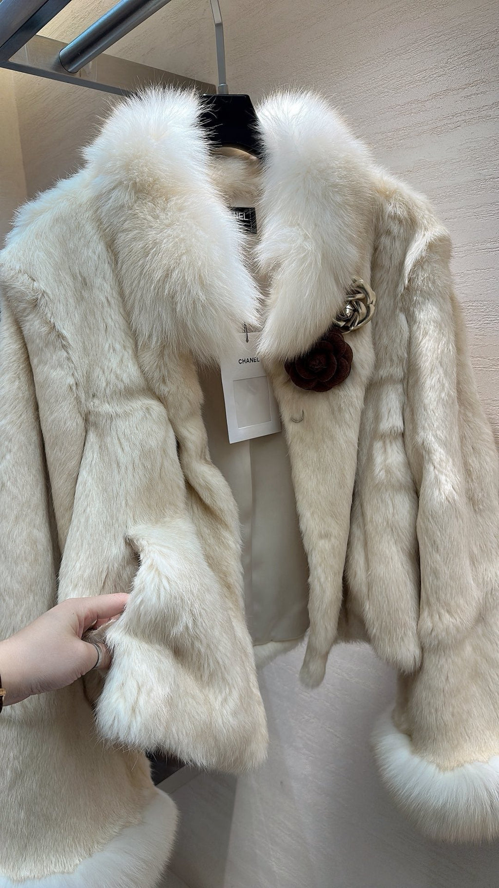 CHANEL 25S SNOW RABBIT FUR COAT 497