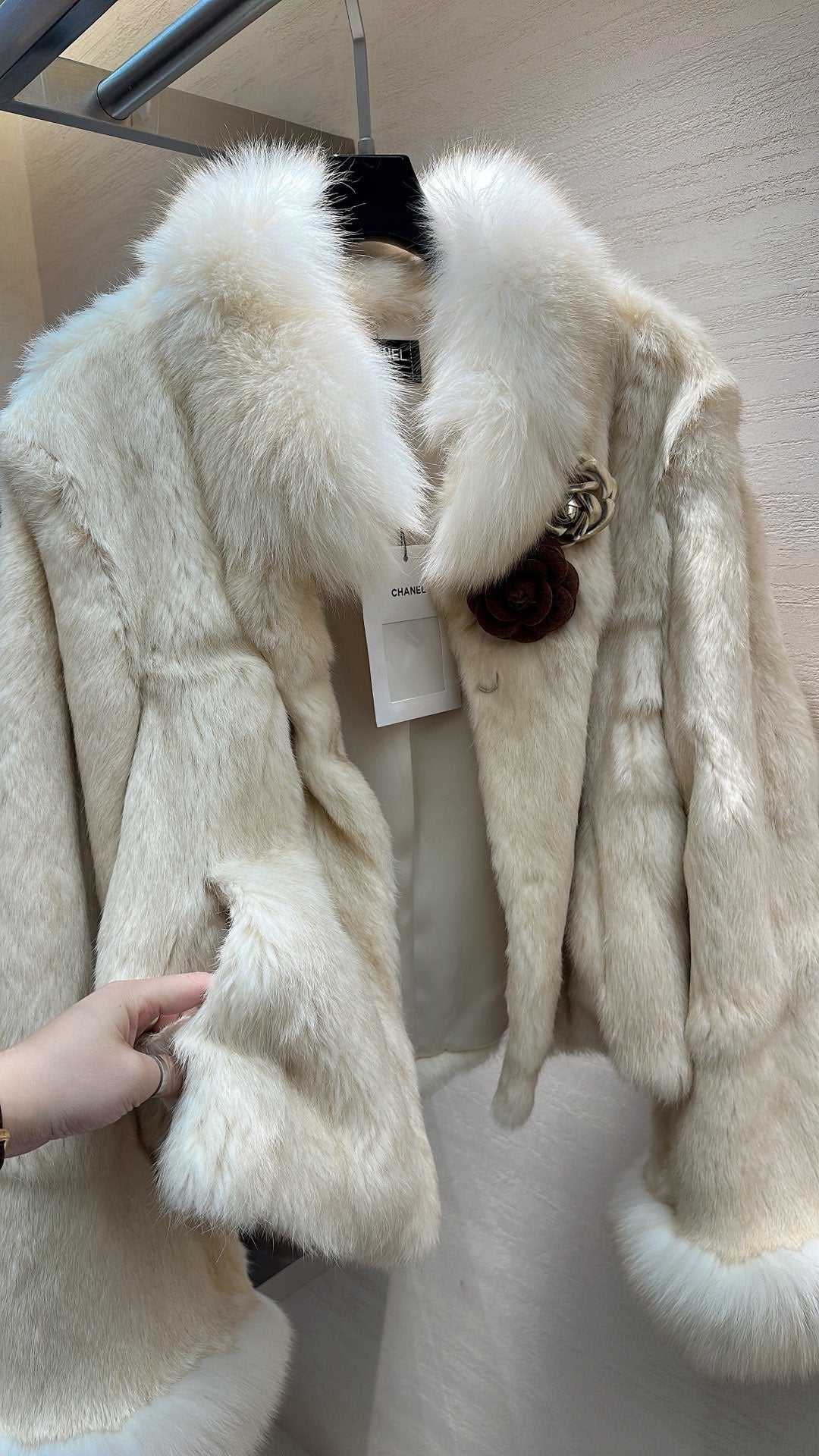 CHANEL 25S SNOW RABBIT FUR COAT 497