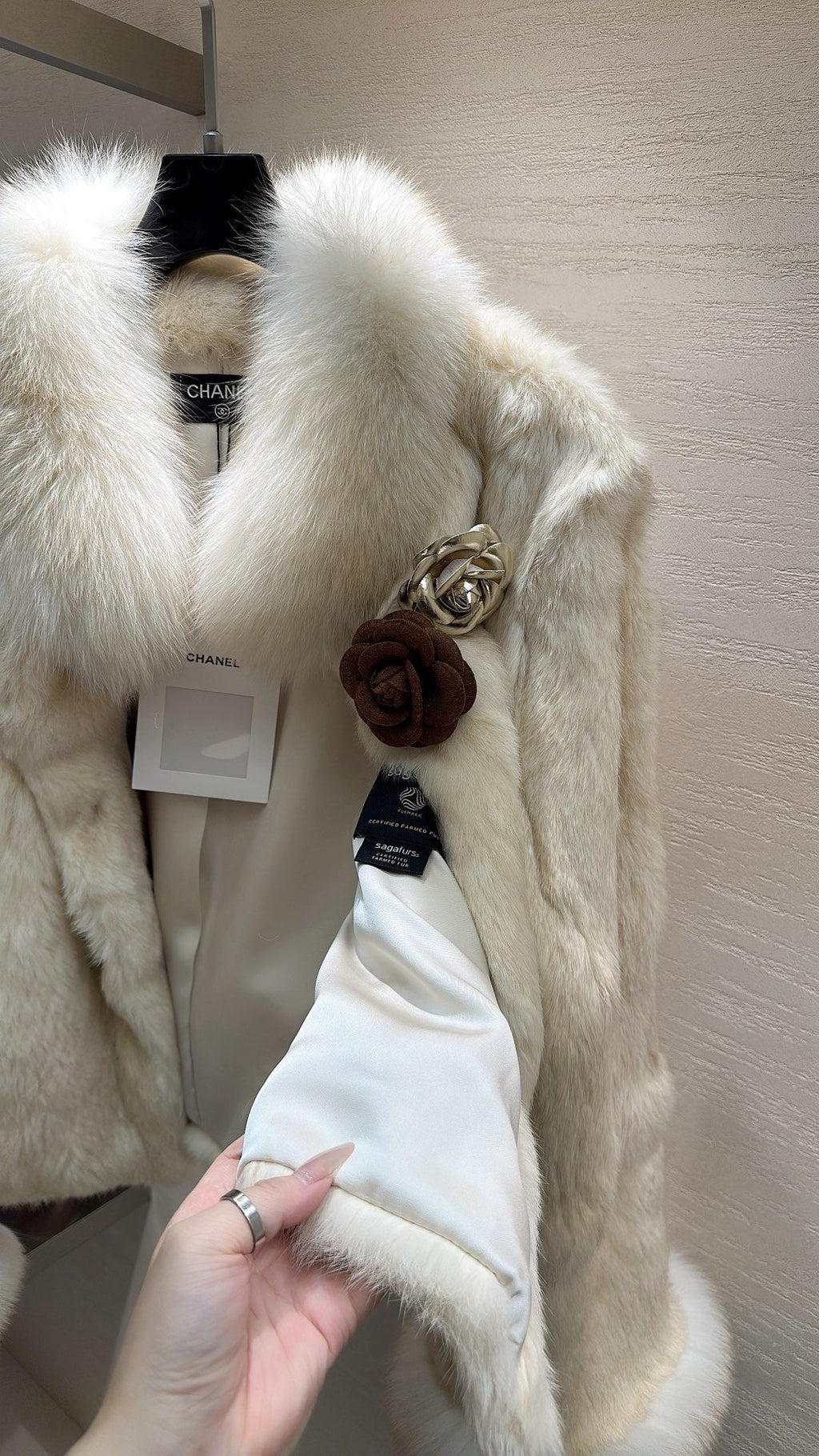 CHANEL 25S SNOW RABBIT FUR COAT 497