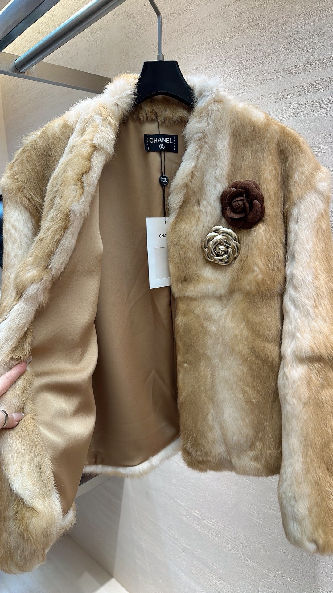 CHANEL 25S SNOW RABBIT FUR COAT 498